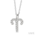 1/10 Ctw Aries Round Cut Diamond Zodiac Pendant With Chain in 14K White Gold