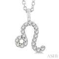 1/10 Ctw Leo Round Cut Diamond Zodiac Pendant With Chain in 14K White Gold