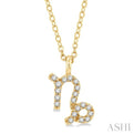 1/10 Ctw Capricorn Round Cut Diamond Zodiac Pendant With Chain in 14K Yellow Gold