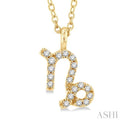 1/10 Ctw Capricorn Round Cut Diamond Zodiac Pendant With Chain in 14K Yellow Gold