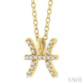 1/20 Ctw Pisces Round Cut Diamond Zodiac Pendant With Chain in 14K Yellow Gold