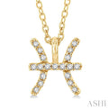 1/20 Ctw Pisces Round Cut Diamond Zodiac Pendant With Chain in 14K Yellow Gold