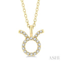 1/10 Ctw Taurus Round Cut Diamond Zodiac Pendant With Chain in 14K Yellow Gold