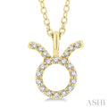 1/10 Ctw Taurus Round Cut Diamond Zodiac Pendant With Chain in 14K Yellow Gold