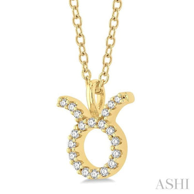 1/10 Ctw Taurus Round Cut Diamond Zodiac Pendant With Chain in 10K Yellow Gold