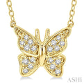 1/20 Ctw Butterfly Petite Round Cut Diamond Fashion Pendant With Chain in 10K Yellow Gold