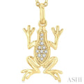 1/20 ctw Amphibian Round Cut Diamond Petite Fashion Pendant With Chain in 10K Yellow Gold