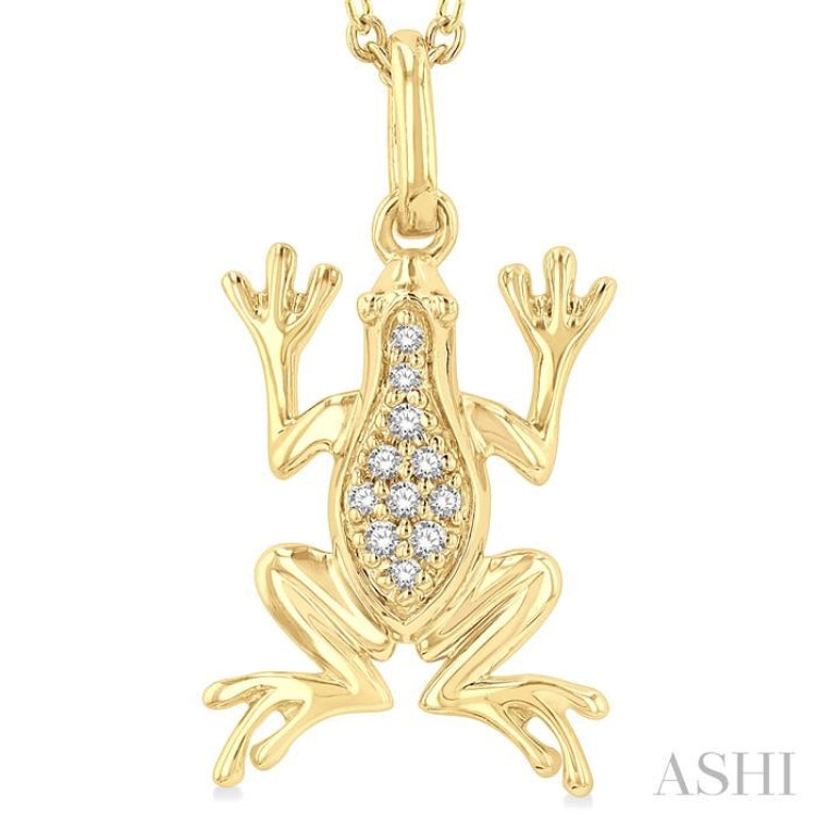 1/20 ctw Amphibian Round Cut Diamond Petite Fashion Pendant With Chain in 10K Yellow Gold