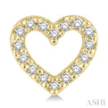 1/10 Ctw Heart Cutout Round Cut Diamond Petite Fashion Earring in 14K Yellow Gold