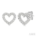 1/10 Ctw Heart Cutout Round Cut Diamond Petite Fashion Earring in 10K White Gold