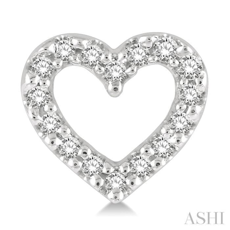 1/10 Ctw Heart Cutout Round Cut Diamond Petite Fashion Earring in 10K White Gold