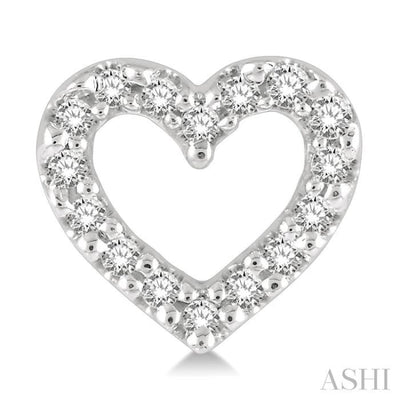 1/10 Ctw Heart Cutout Round Cut Diamond Petite Fashion Earring in 10K White Gold