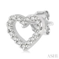 1/10 Ctw Heart Cutout Round Cut Diamond Petite Fashion Earring in 10K White Gold