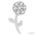 1/8 Ctw Floral Round Cut Diamond Petite Fashion Stud Earring in 10K White Gold