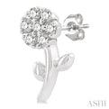 1/8 Ctw Floral Round Cut Diamond Petite Fashion Stud Earring in 10K White Gold