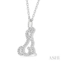 1/8 ctw Petite Dog Motif Round Cut Diamond Fashion Pendant With Chain in 10K White Gold