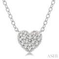 1/10 Ctw Heart Charm Round Cut Diamond Petite Fashion Pendant With Chain in 14K White Gold