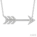 1/10 Ctw Arrow Petite Round Cut Diamond Fashion Pendant With Chain in 10K White Gold