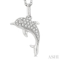 1/10 ctw Petite Nautical Dolphin Round Cut Diamond Fashion Pendant With Chain in 10K White Gold