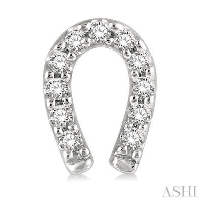 1/10 Ctw Horseshoe Charm Round Cut Diamond Petite Earring in 10K White Gold