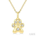 1/20 Ctw Dog Paw Petite Round Cut Diamond Fashion Pendant With Chain in 10K Yellow Gold