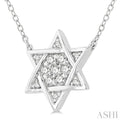 1/10 Ctw Star of David Petite Round Cut Diamond Fashion Pendant With Chain in 10K White Gold