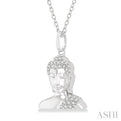 1/8 Ctw Buddha Petite Round Cut Diamond Fashion Pendant With Chain in 10K White Gold