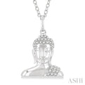 1/8 Ctw Buddha Petite Round Cut Diamond Fashion Pendant With Chain in 10K White Gold