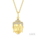 1/10 Ctw Head of Buddha Petite Round Cut Diamond Fashion Pendant With Chain in 10K Yellow Gold