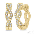 1/6 Ctw Entwined Round Cut Diamond Huggie Earrings in 10K Yellow Gold