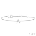 1/20 ctw Initial 'A' Round Cut Diamond Bracelet in 10K White Gold