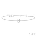 1/20 ctw Initial 'B' Round Cut Diamond Bracelet in 10K White Gold