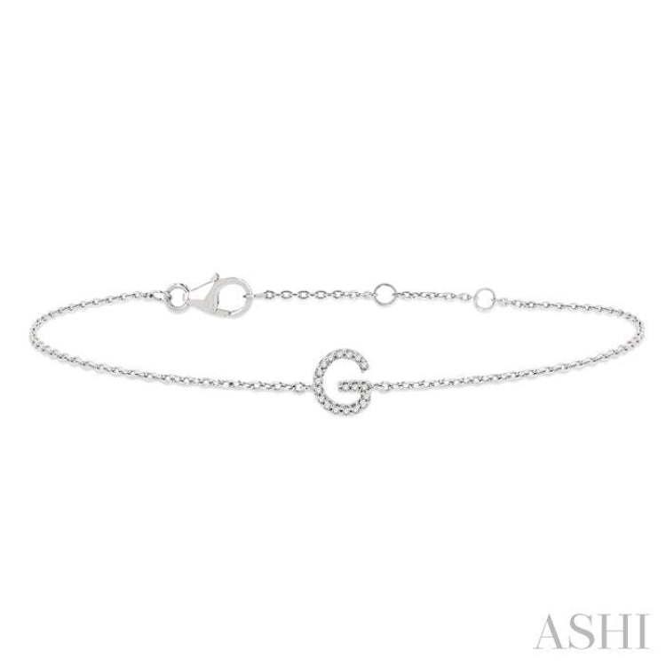 1/20 ctw Initial 'G' Round Cut Diamond Bracelet in 10K White Gold