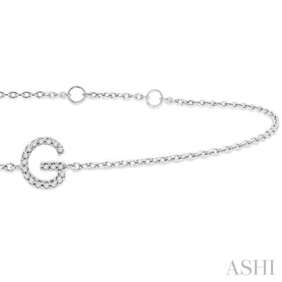 1/20 ctw Initial 'G' Round Cut Diamond Bracelet in 10K White Gold