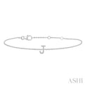 1/20 ctw Initial 'J' Round Cut Diamond Bracelet in 10K White Gold