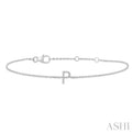 1/20 ctw Initial 'P' Round Cut Diamond Bracelet in 10K White Gold