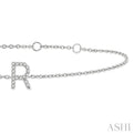 1/20 ctw Initial 'R' Round Cut Diamond Bracelet in 10K White Gold