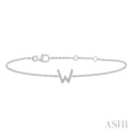 1/20 ctw Initial 'W' Round Cut Diamond Bracelet in 10K White Gold