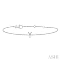 1/20 ctw Initial 'Y' Round Cut Diamond Bracelet in 10K White Gold