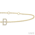 1/20 ctw Initial 'B' Round Cut Diamond Bracelet in 10K Yellow Gold