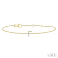 1/20 ctw Initial 'F' Round Cut Diamond Bracelet in 10K Yellow Gold