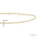 1/20 ctw Initial 'F' Round Cut Diamond Bracelet in 10K Yellow Gold