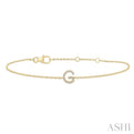 1/20 ctw Initial 'G' Round Cut Diamond Bracelet in 10K Yellow Gold