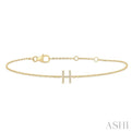 1/20 ctw Initial 'H' Round Cut Diamond Bracelet in 10K Yellow Gold