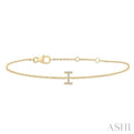 1/20 ctw Initial 'I' Round Cut Diamond Bracelet in 10K Yellow Gold