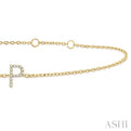 1/20 ctw Initial 'P' Round Cut Diamond Bracelet in 10K Yellow Gold