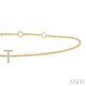 1/20 ctw Initial 'T' Round Cut Diamond Bracelet in 10K Yellow Gold