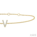 1/20 ctw Initial 'V' Round Cut Diamond Bracelet in 10K Yellow Gold