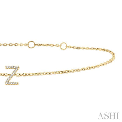 1/20 ctw Initial 'Z' Round Cut Diamond Bracelet in 10K Yellow Gold