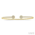 1/2 Ctw Circular Shape Open End Round Cut Diamond Stackable Cuff Bangle in 14K Yellow Gold